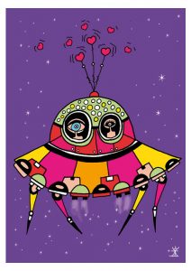 together in space love space valentinsdag Valentine's Day helen kholin postkort postcards helenkholin