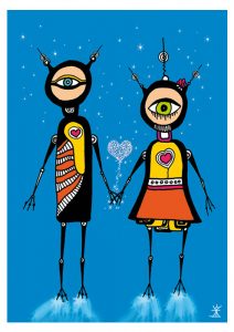 together love and stars valentinsdag Valentine's Day helen kholin postkort postcards helenkholin