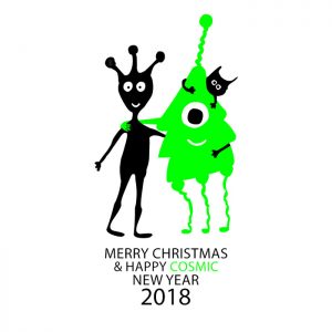 cosmic new year 2018 merry christmas god jul godt nytaar helen kholin postkort