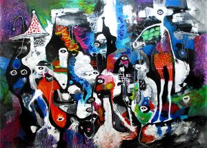 People and Mycelium 140x100 cm abstrakte malerier helen kholin 2017