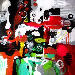 When the light is turned off memories turn into clouds 80x80 abstrakte malerier helen kholin