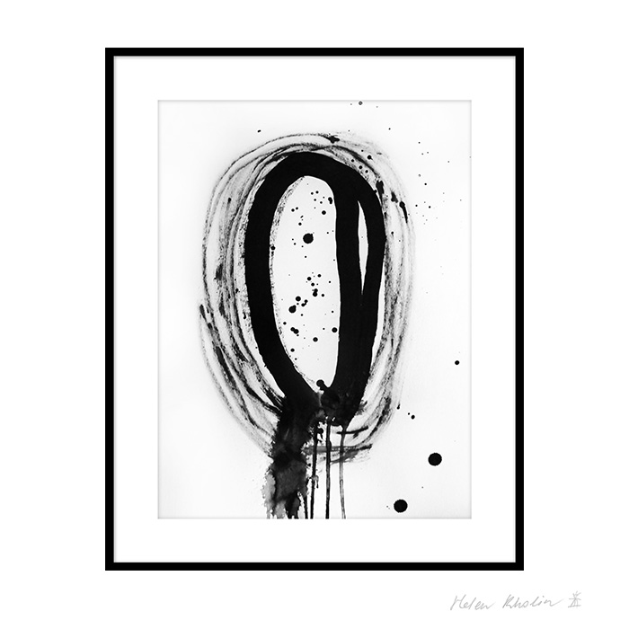 10 space 10 helen kholin graphic hvid og sort ink paa papir 30x40 ramme