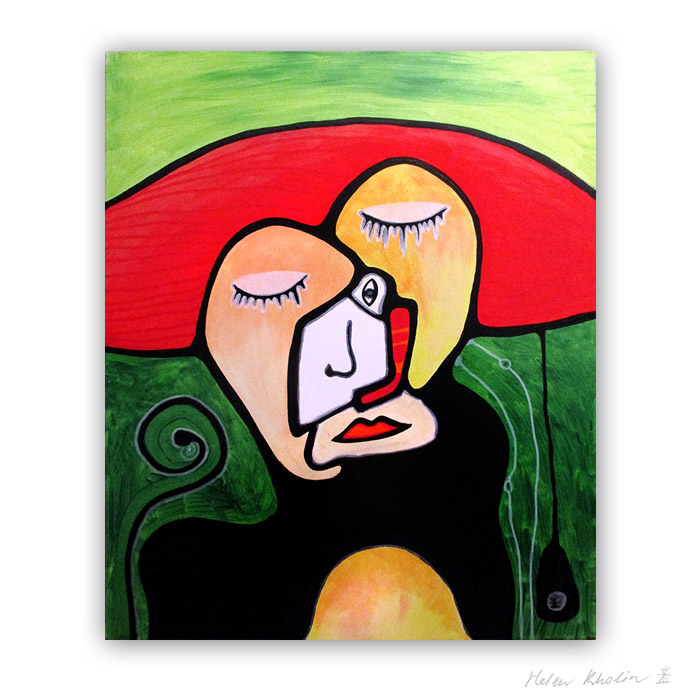 10 dream together abstrakt maleri til salg 60×50 cm artseries eyes10 by helen kholin