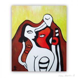 4 Woman and sadness abstrakt maleri 60×50 cm artseries eyes 4 by helen kholin til salg painting
