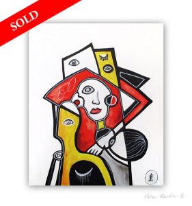 man and yellow figure eyes 6 sold painting solgt helen kholin