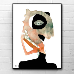 1-woman-and-triangle-ufo-art-prints-helen-kholin-kunstprint-grafiske-plakater-fra-rummet