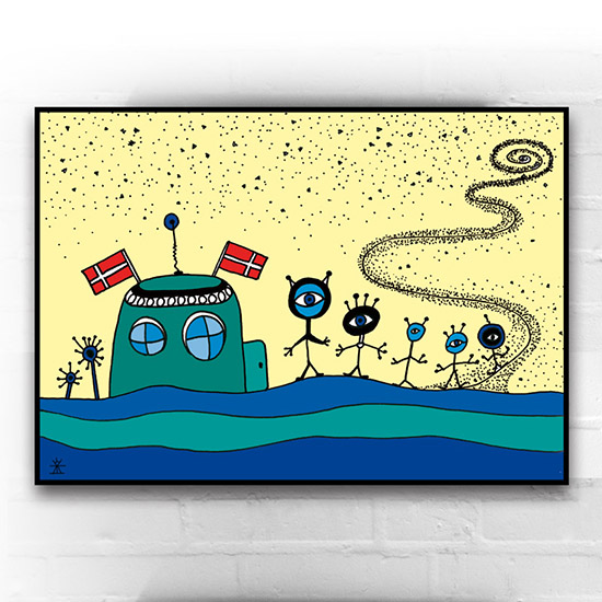 12-aliens-friends-go-on-birthday-ufo-love-kunsttryk-print-med-kunst-ufoprint-art-prints-boligkunst-helen-kholin