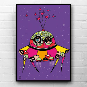 2-Together-in-space-ufo-love-kunsttryk-print-med-kunst-ufoprint-art-prints-boligkunst-helen-kholin-1