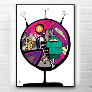 6-bitcoiner-crypto-planet-art-print-bitcoin-helen-kholin-bitcoinart-bitcoinprint-kynsttryk-cryptoart-ufologi