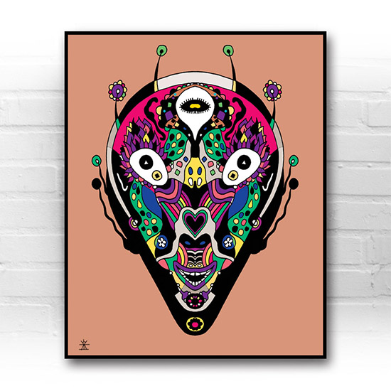 ufo-face-2calavera-kunstprint-artprint-prints-helen-kholin-aliens-kunsttryk-grafiskeprint